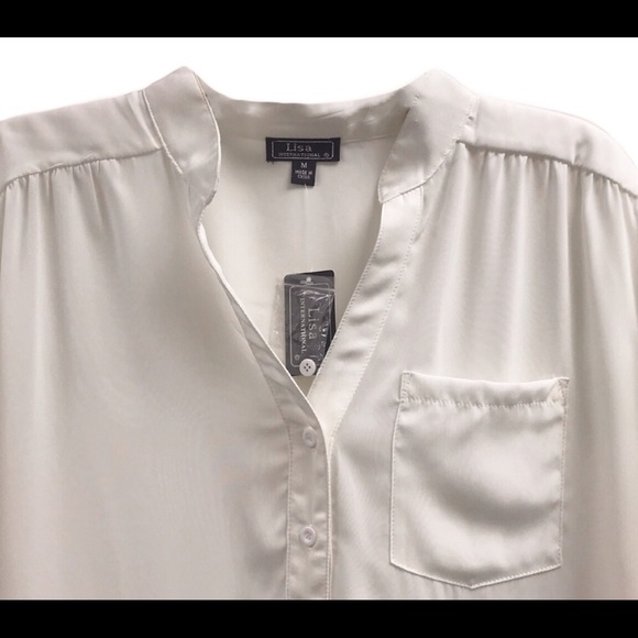 Women Casual Chiffon Cuffed Sleeve Blouse - Picture 3 of 5